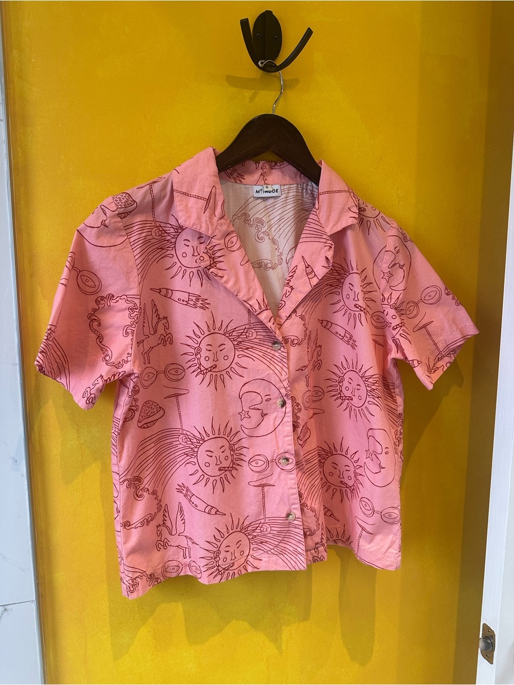 Sunprint Short-Sleeve Button-Down Shirt in Pink